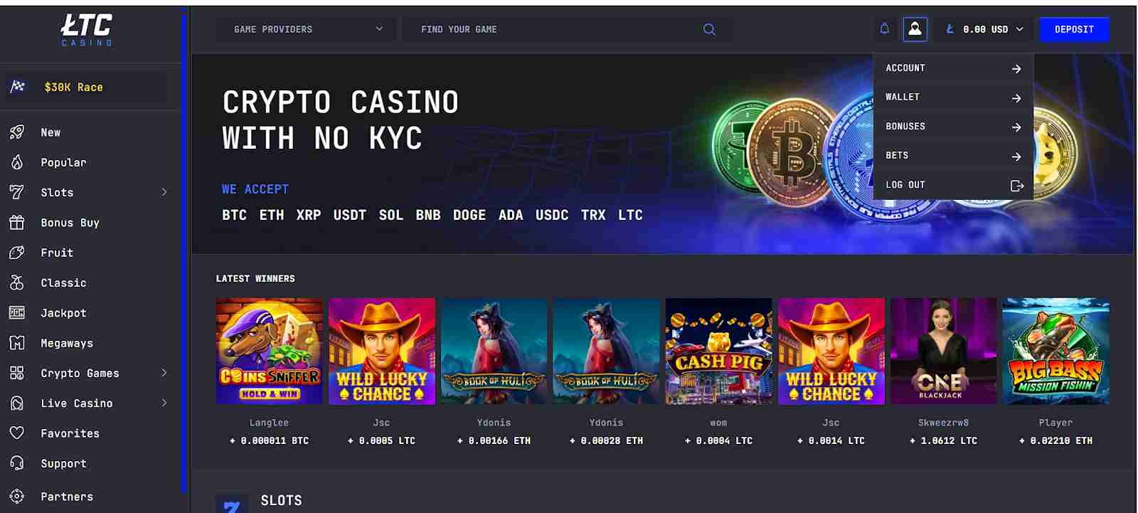 LTC Casino account