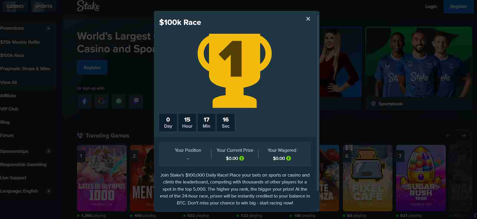 Stake $100,000 Daily Race