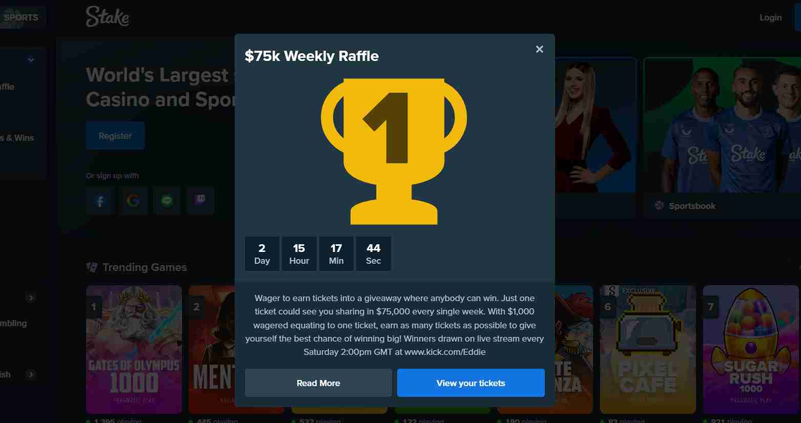 Stake $75,000 Weekly Raffle