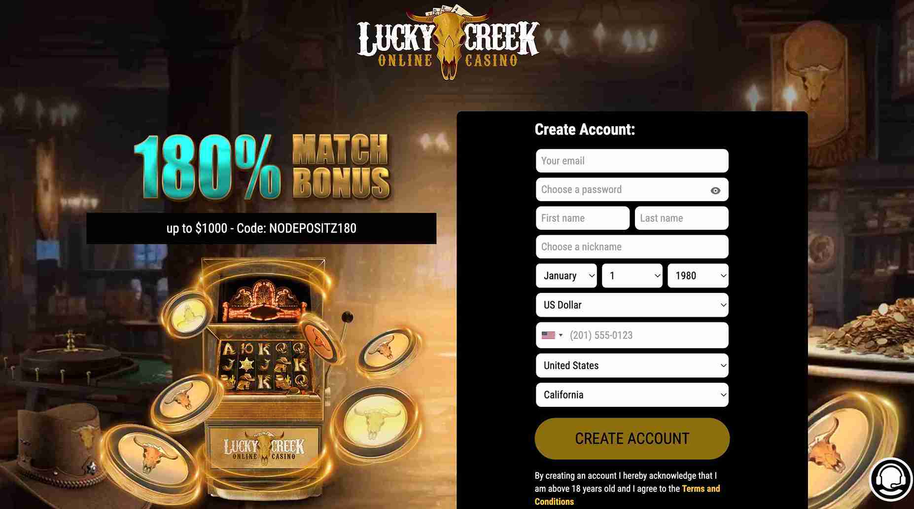 lucky creek casino no deposit bonus register