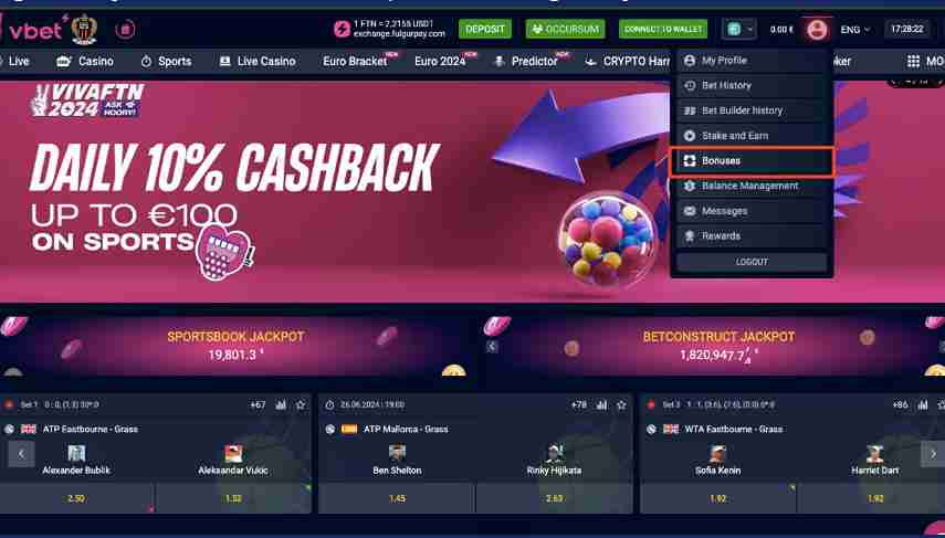 vbet casino bonus