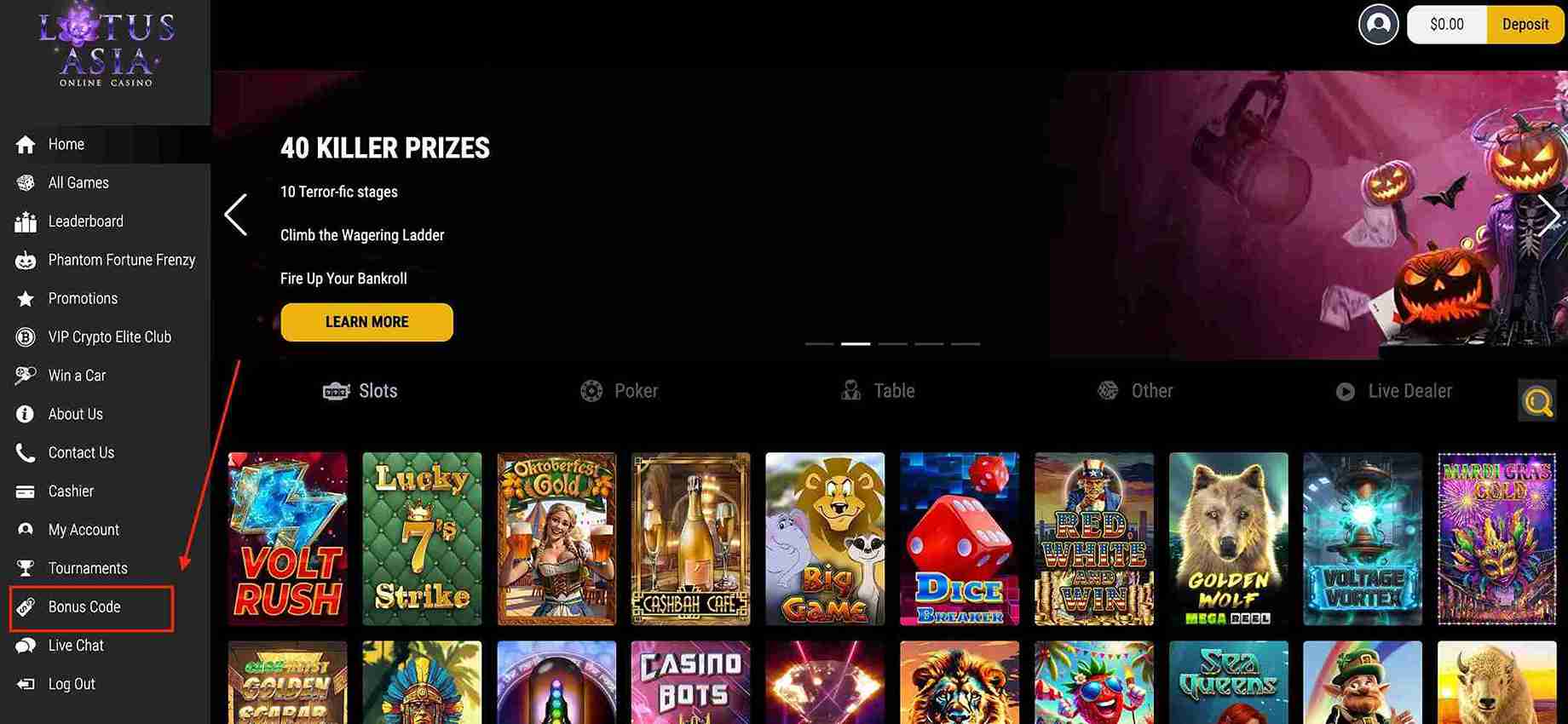 Lotus Asia Casino no deposit bonus code