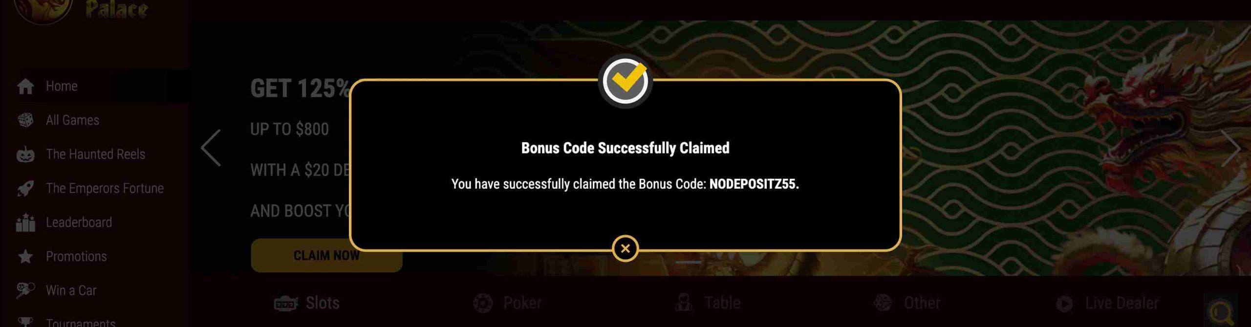 Mandarin Palace Casino bonus