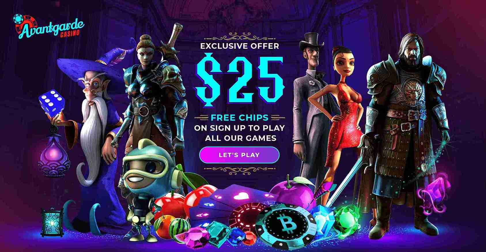 AvantGarde Casino No Deposit Bonus $25 free chip
