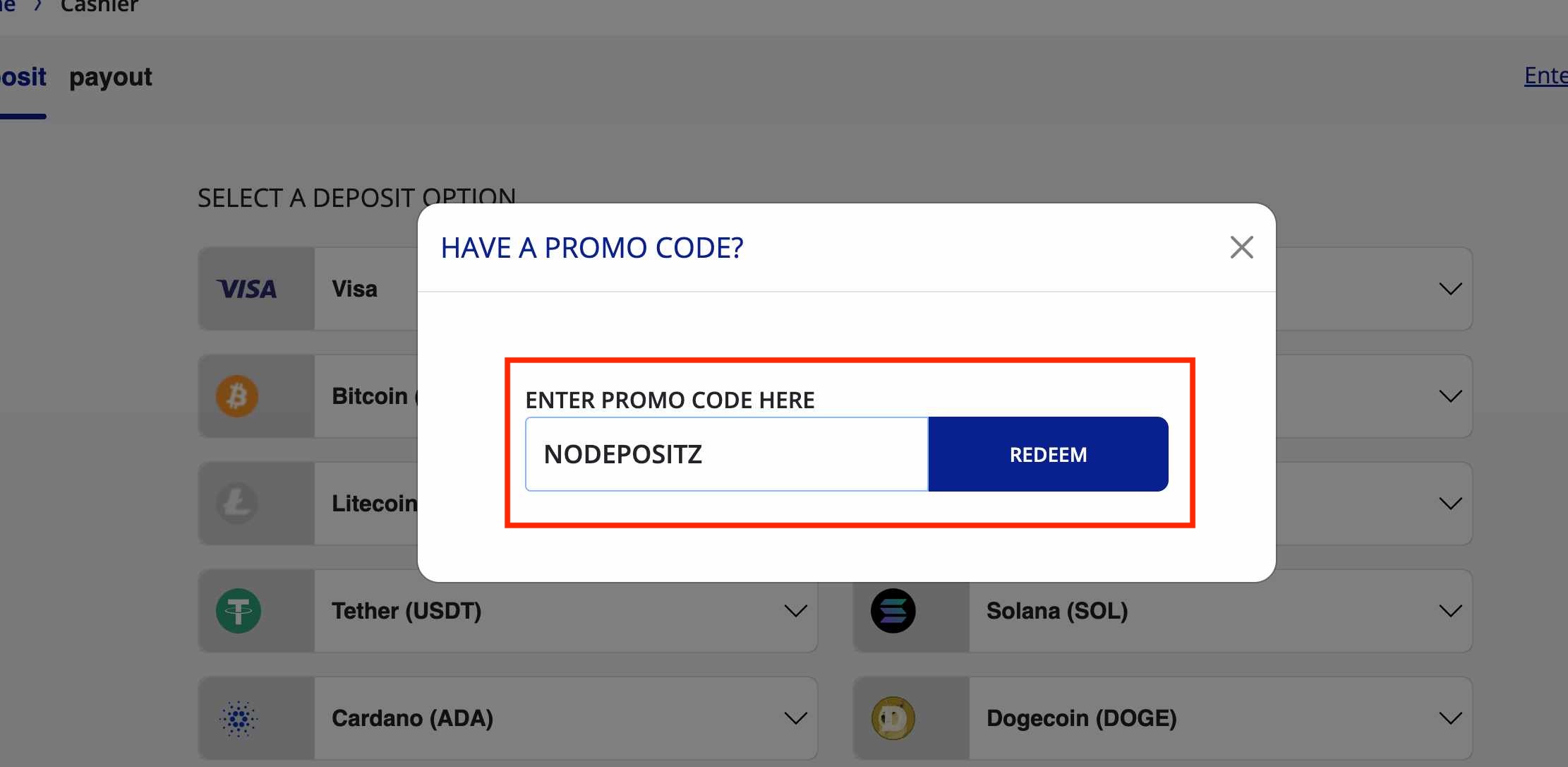 activate the busr casino promo code