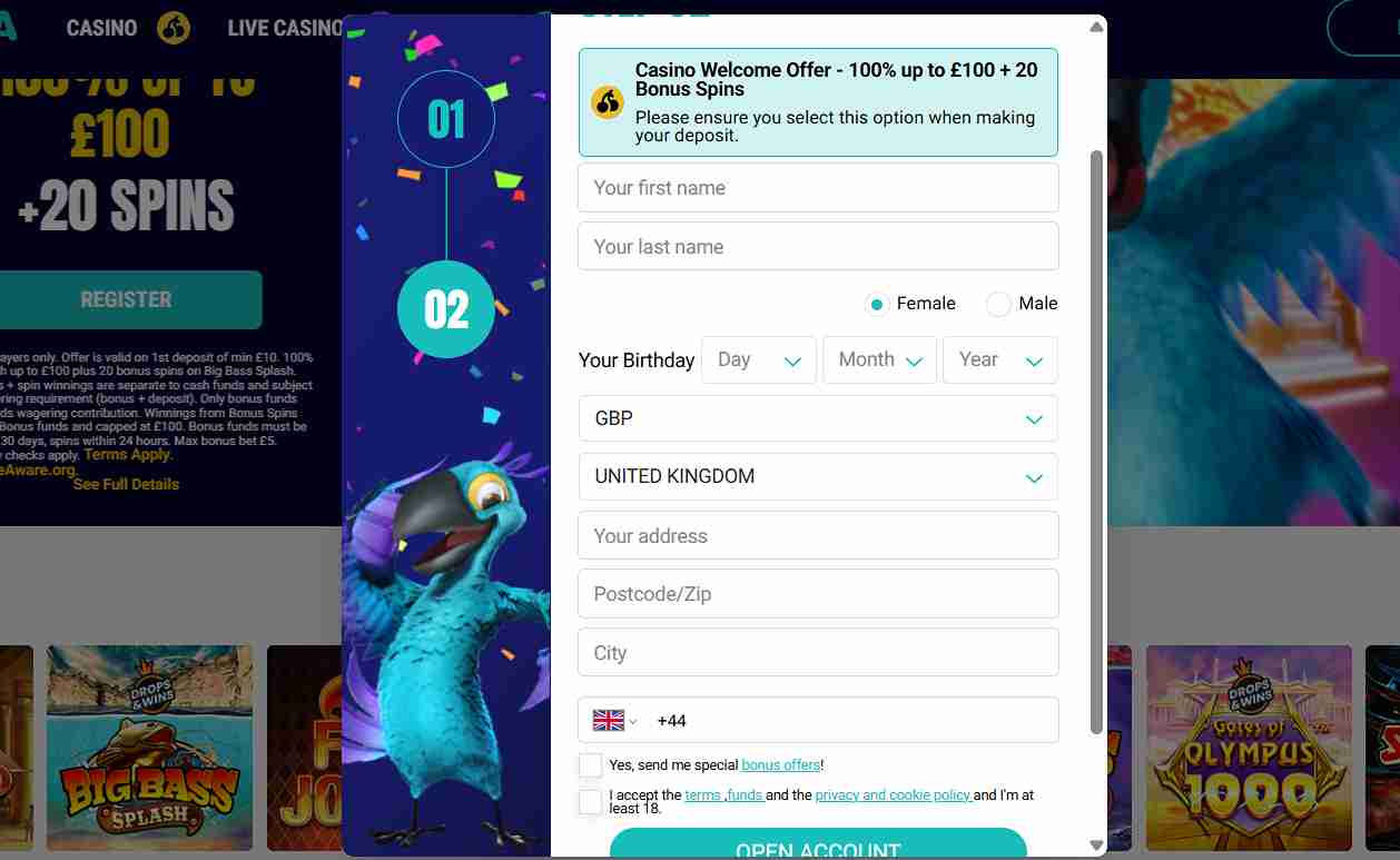 Karamba Casino following boxes