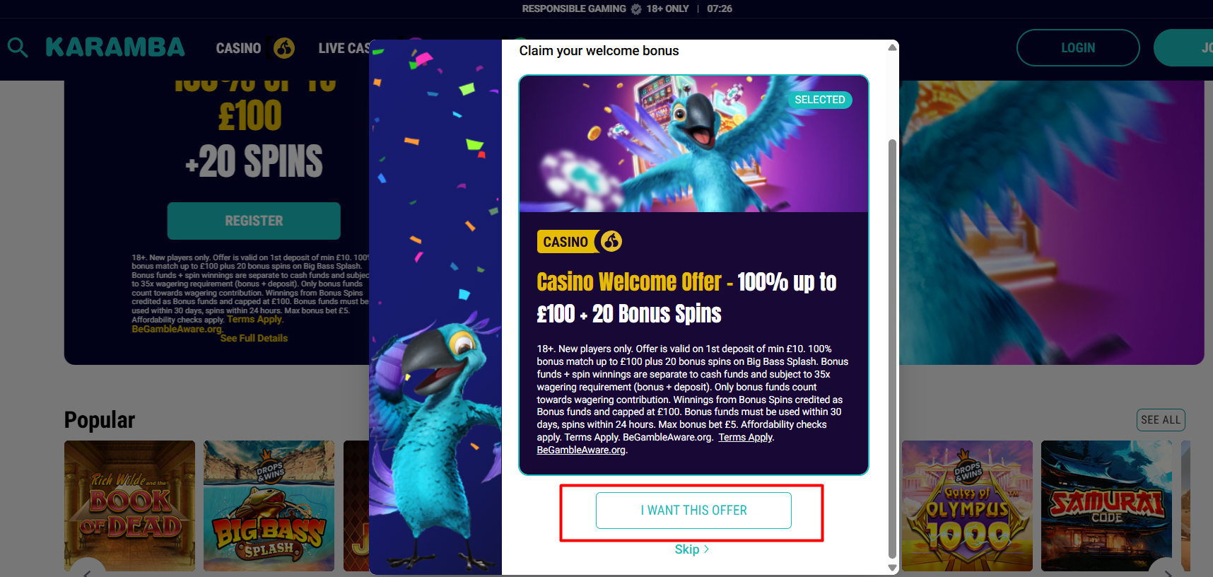 Karamba Casino_reg
