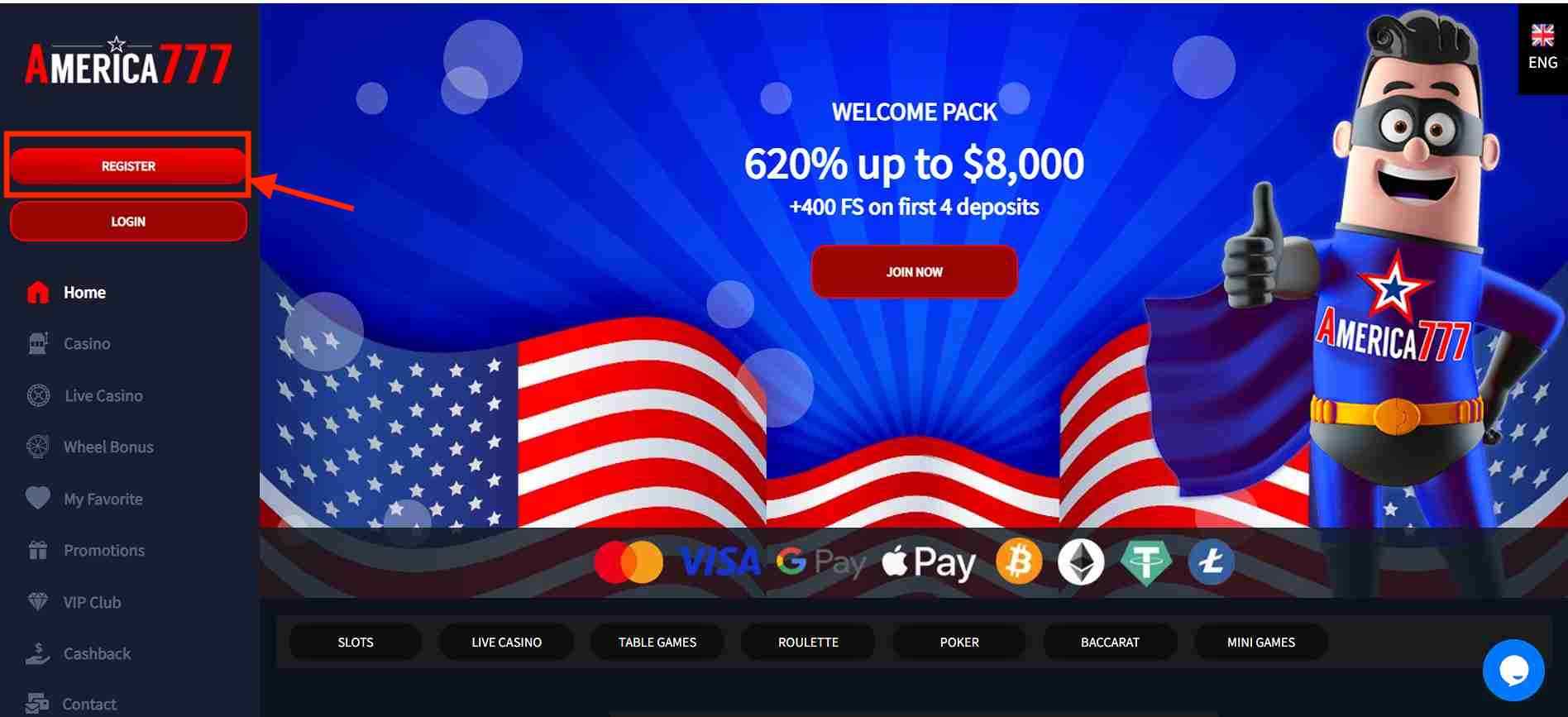 america777 casino promo code register