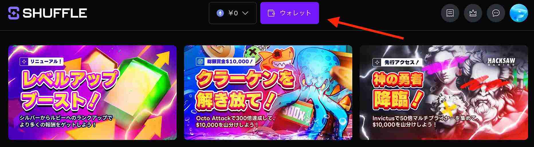シャッフルカジノ 入金方法